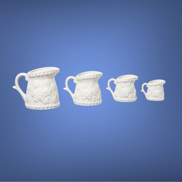 Vintage Napco White Ceramic measuring cups w/embossed grape & vine design, 4. - Picture 4 of 7